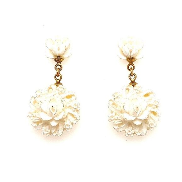 White Flower Dangle Earrings - Picture 1 of 5
